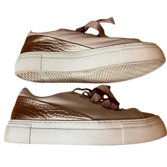 AGL Leather Platform Sneakers Blush Pink Casual Attilio Giusti Leombruni Sz 40.5 - Picture 14 of 16